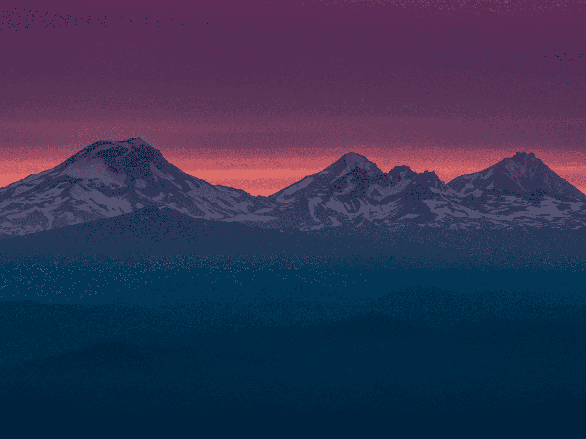 Three Sisters mountains at sunset near Bend Oregon